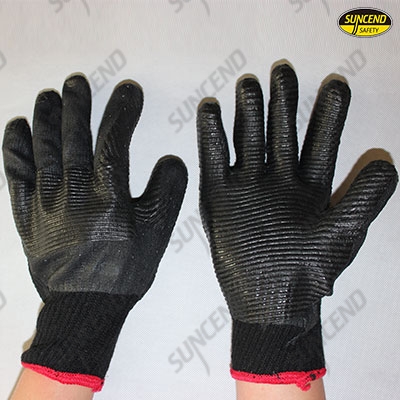 Polycotton liner rubber palm coated work gloves