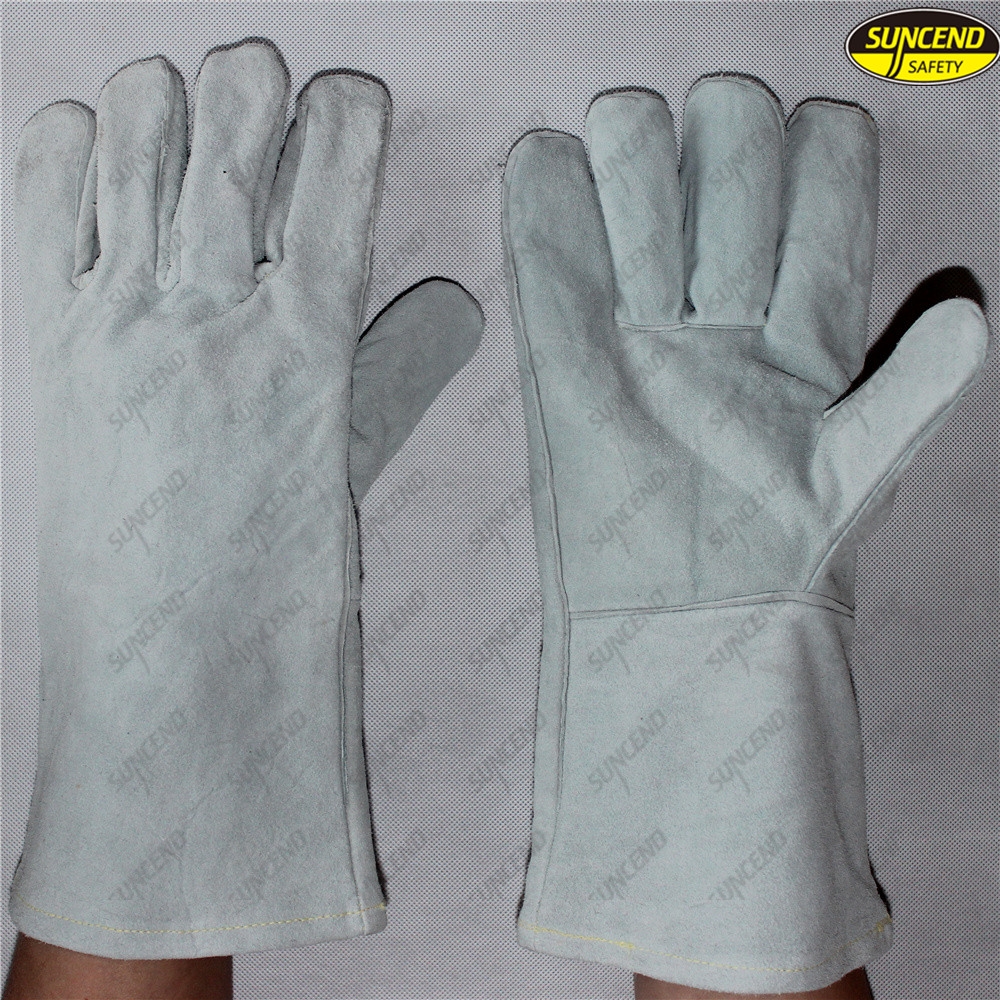 Industrial working cow leather long welding gloves