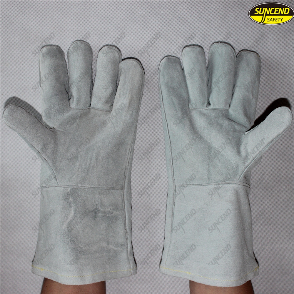 Industrial working cow leather long welding gloves