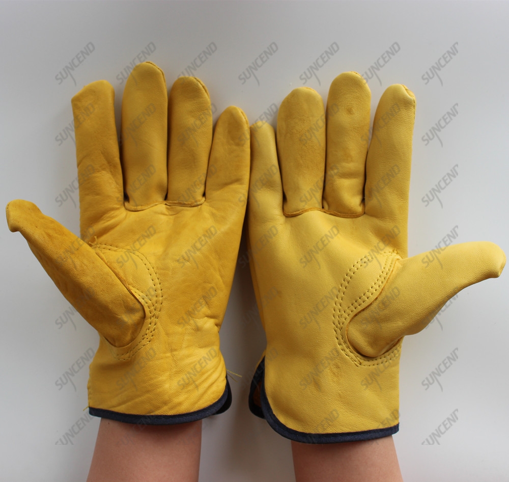 Cold work hand protection safety lobor leather drivers work gloves
