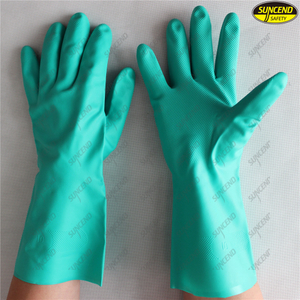 Popular Green Nitrile Industrial Safety Work Gloves