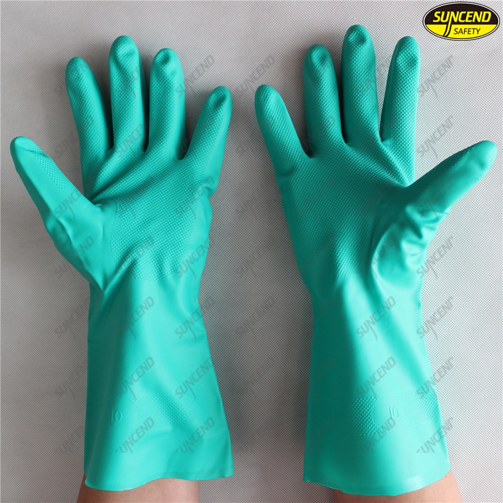 Popular Green Nitrile Industrial Safety Work Gloves