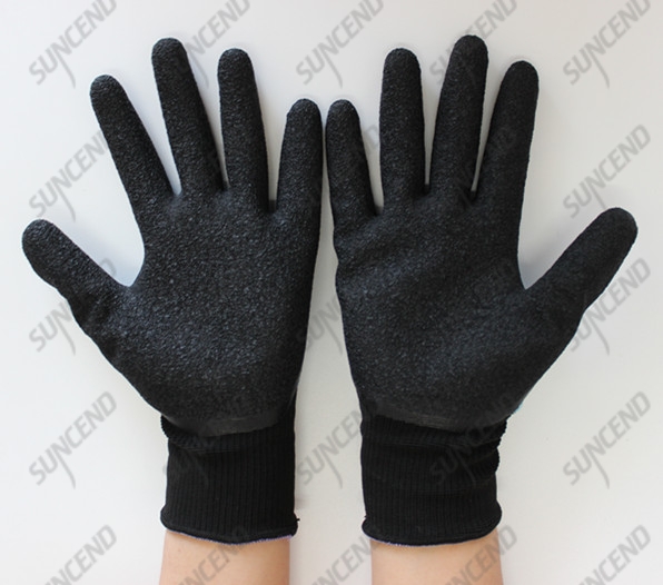 Flexible and breathable 15g nylon+spandex daily duty work gloves with crinkle la