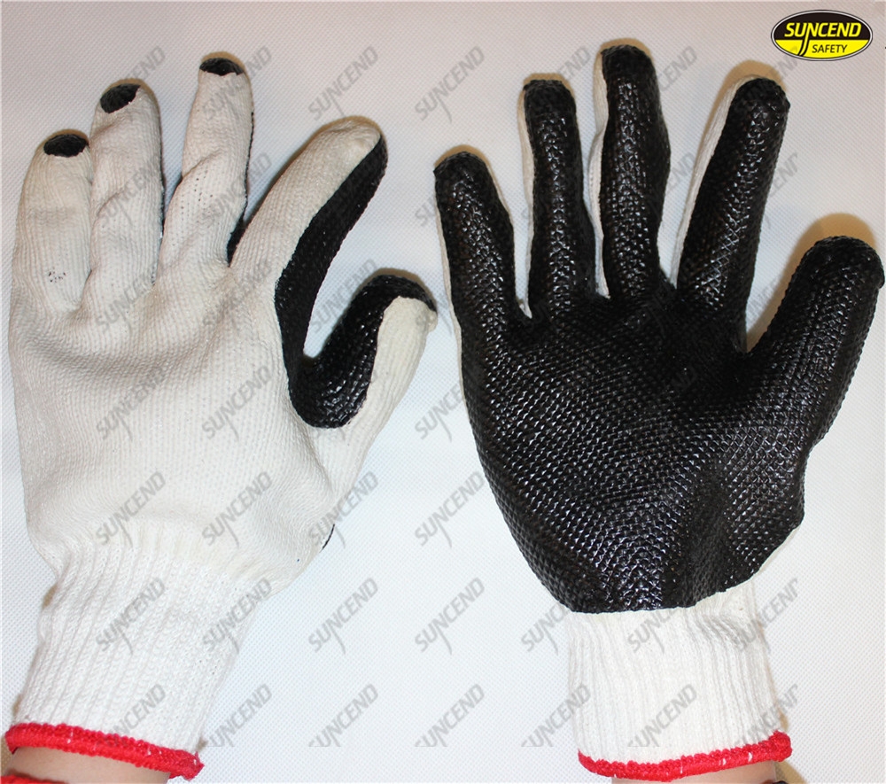 Grain rubber coated polycotton hand work gloves
