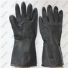 White flock lined embossed black latex industrial chemical resistant gloves