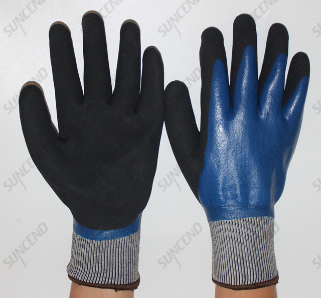 Double Layer Double Nitrile Dipped Winter Protection Cut Resistant Gloves
