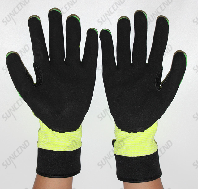 Sandy Nitrile Palm Coated with TPR Back Anti Impact Work Glove