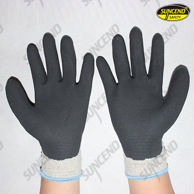 Plam and thumb nitrile coated sandy finish work gloves 