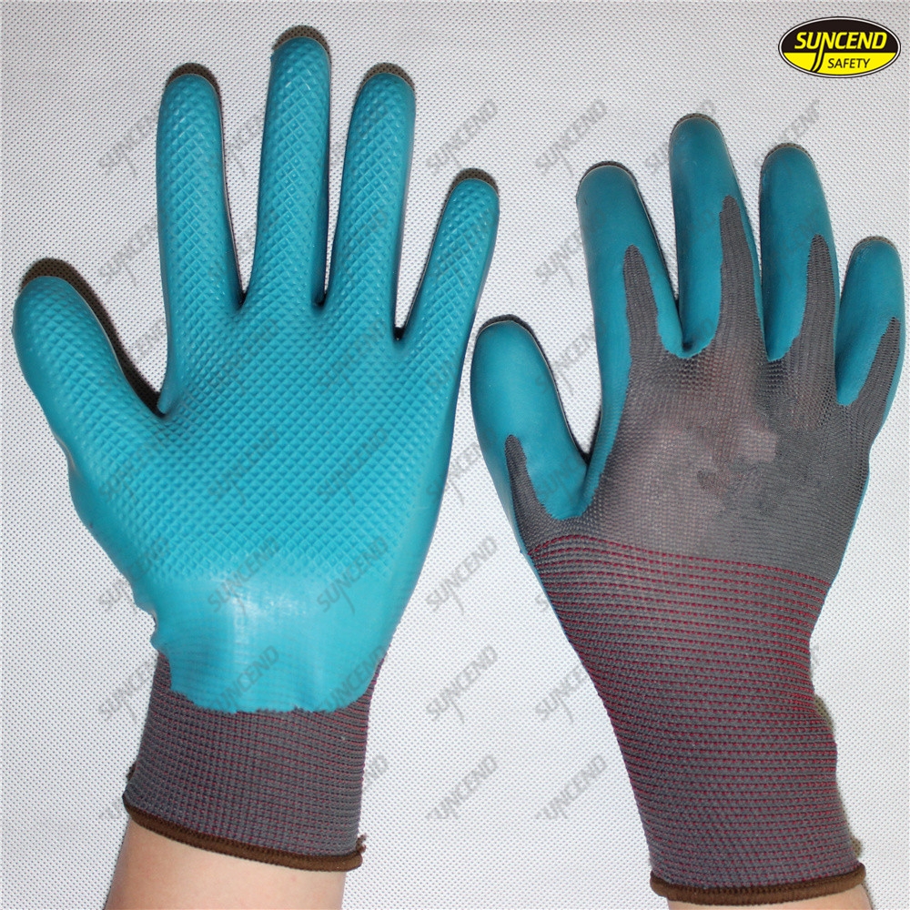 10G polycotton smooth latex coated industrial gardening gloves