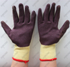 Industrial 10G yellow polycotton anti slip grip crinkle latex work gloves