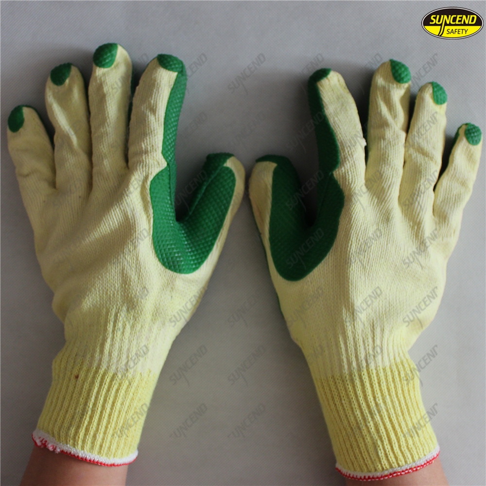 Construction safety hand work grain rubber coated gloves