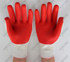 10g polycotton red green laminated rubber construction gloves