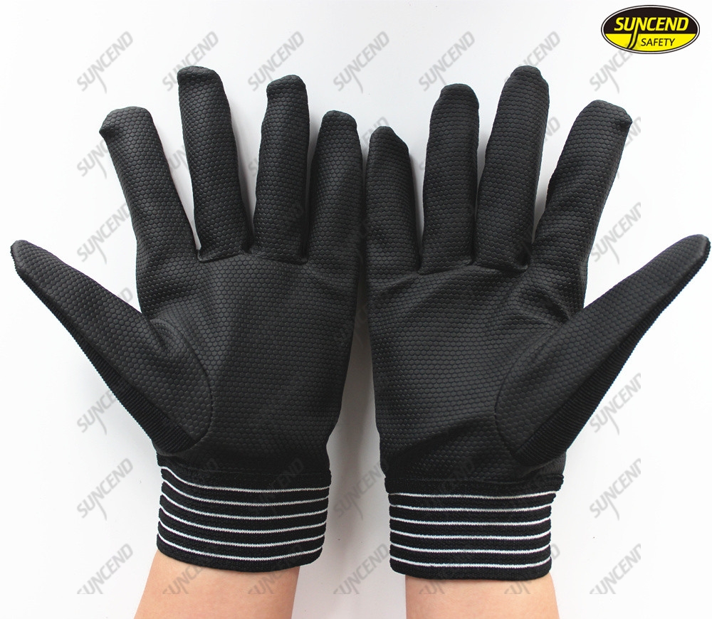 Abrasion resistant mining working synthetic leather palm mechanics tool gloves