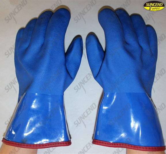 Cold resistant pvc double dipped warm liner work gloves
