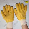 Yellow latex full dipped crinkle finish work gloves