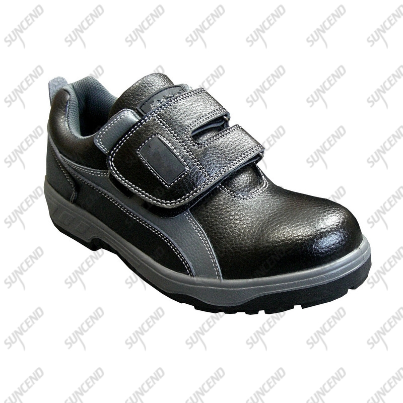 Low cut genuine cow leather upper steel toe cap plate safety shoes