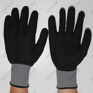 Multipurpose Seamless Knitting Nitrile Full Coated Sandy Finish Safety Gloves