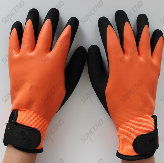 Double Layer Double Latex Dipped Strengthen Sandy Finish Work Glove
