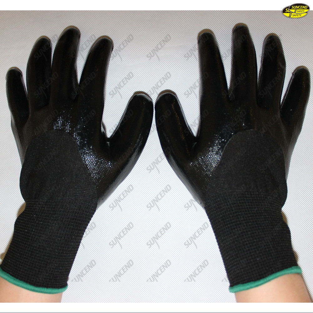 13G polyester liner nitrile coated gloves