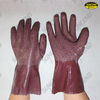 purplish red latex fully coated gloves