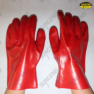 PVC fully coated gloves with rough terry palm and interlock liner on back 