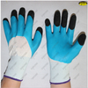 Flexible polyester liner natural latex coated working gloves