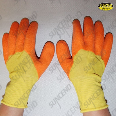 Nylon/polyester liner foam PVC 3/4 coated work gloves