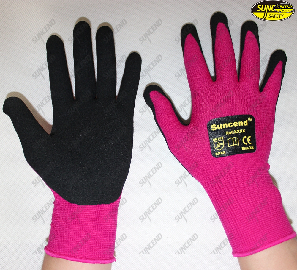 Sandy nitrile safety knitted cotton work glove