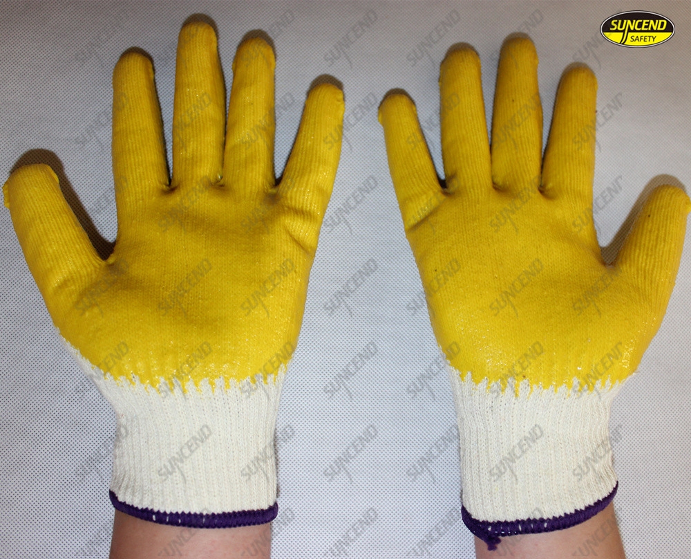 Yarn knitting latex dipped smooth finish working gloves
