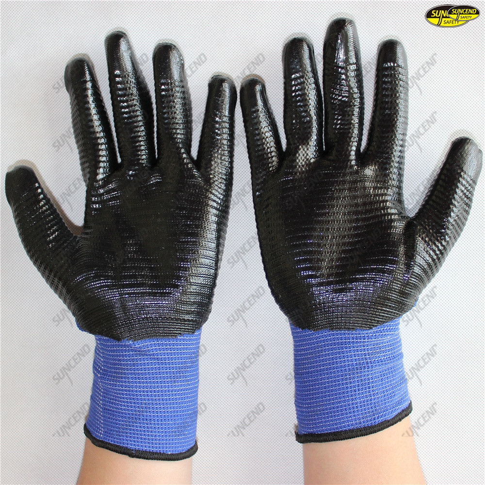 Good grip smooth nitrile worker gloves