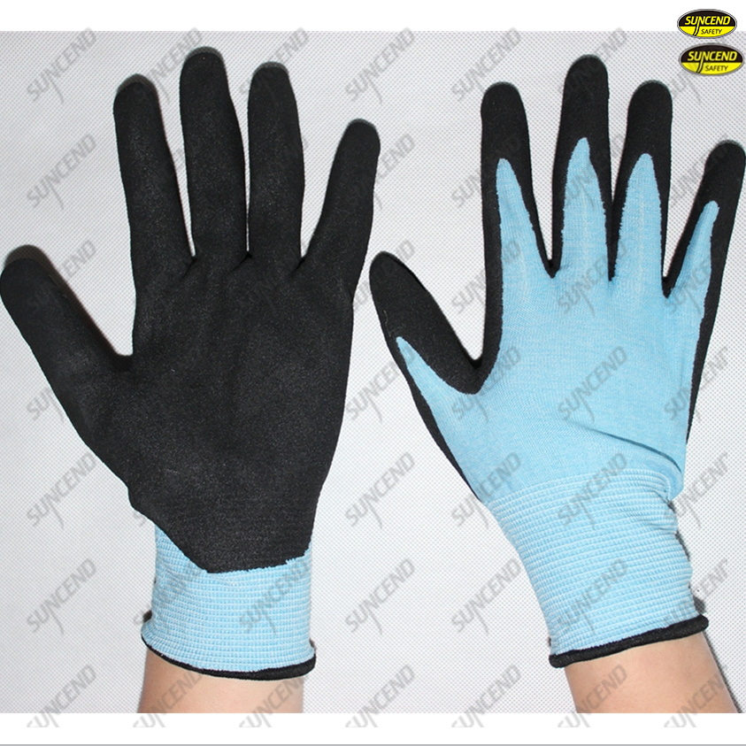 New sandy nitrile coating industrial worker gloves