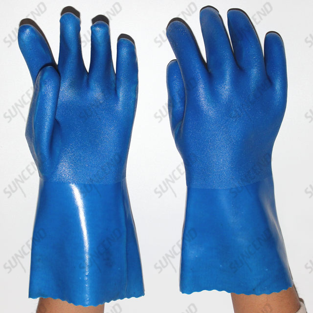 Customize Double PVC Dipped Acid Gloves Anti Oil Extra Long