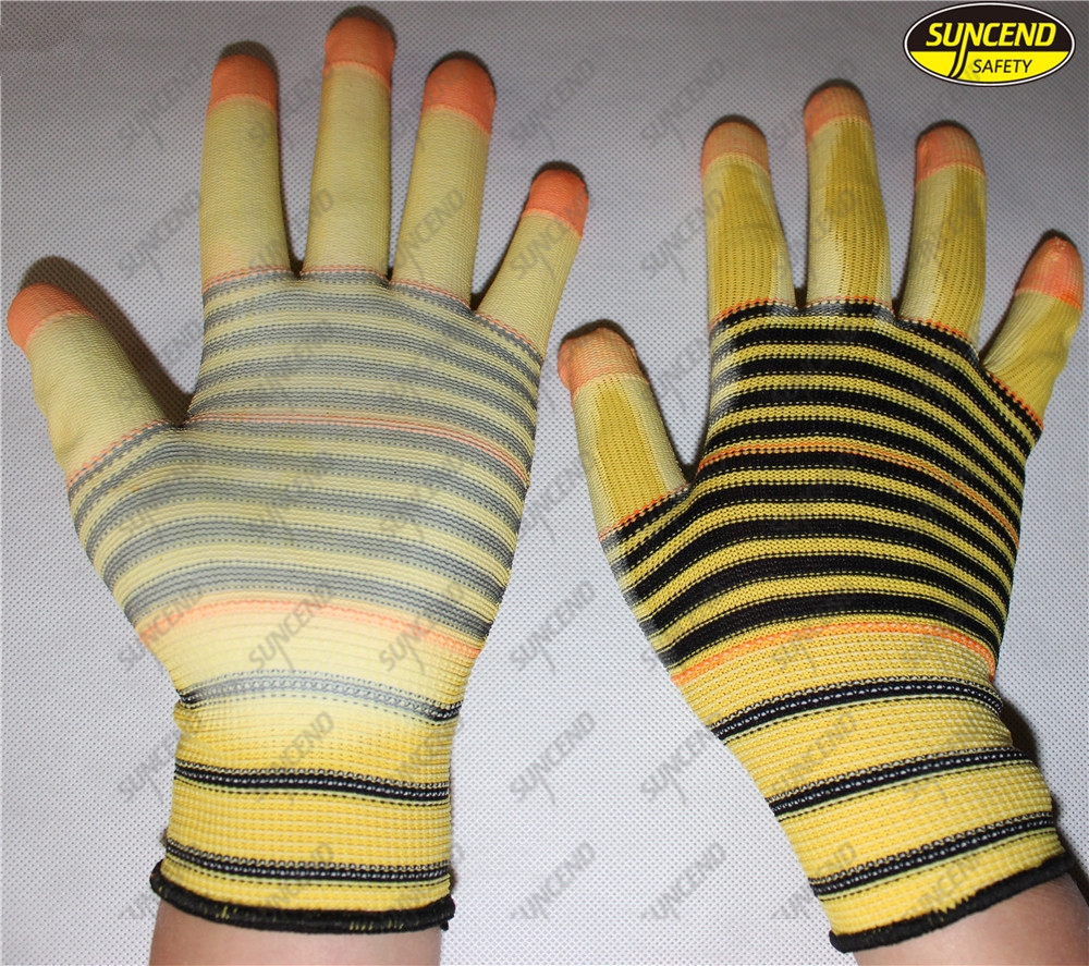 Nylon seamless knitted pu coated palm fit gloves
