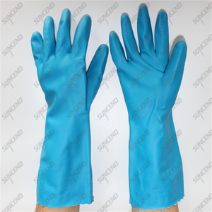 Spray special texture cuff blue PVC household washing gloves