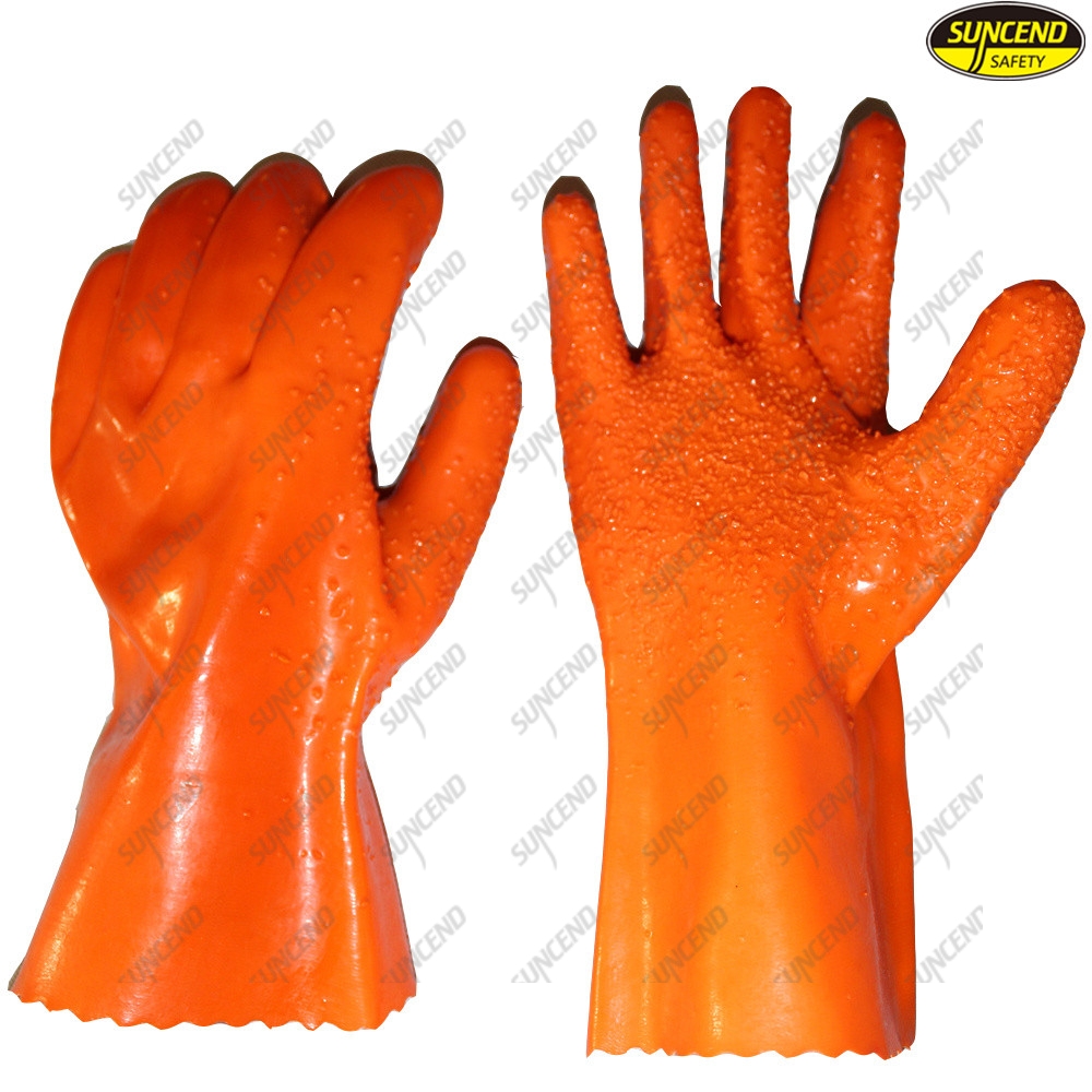 PVC double coated granule waterproof safety good grip work glove