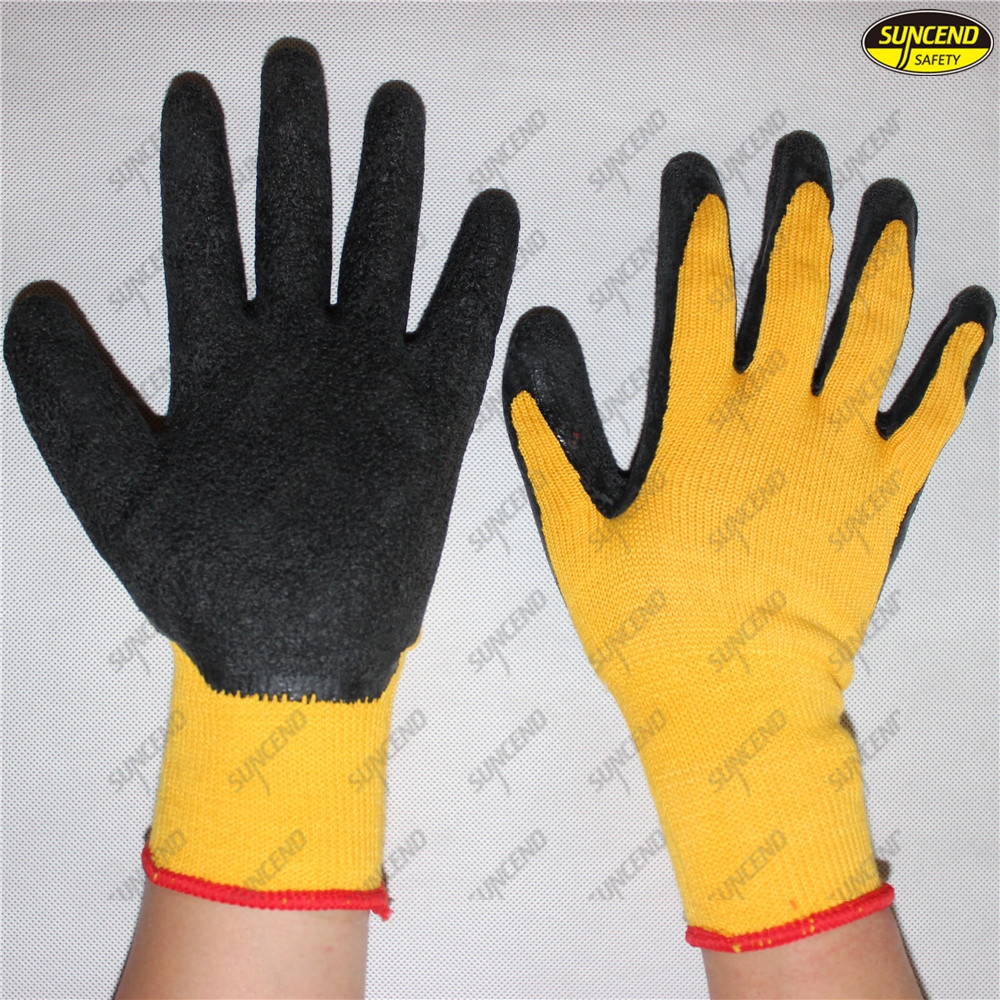 Cheap latex coated crinkle finish hand protective work gloves