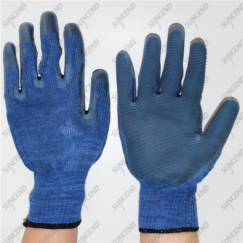 10 gauge polycotton blue special tooth rubber working safety building gloves