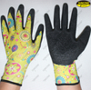 Latex dipped colorful nylon liner crinkle finish gardening gloves