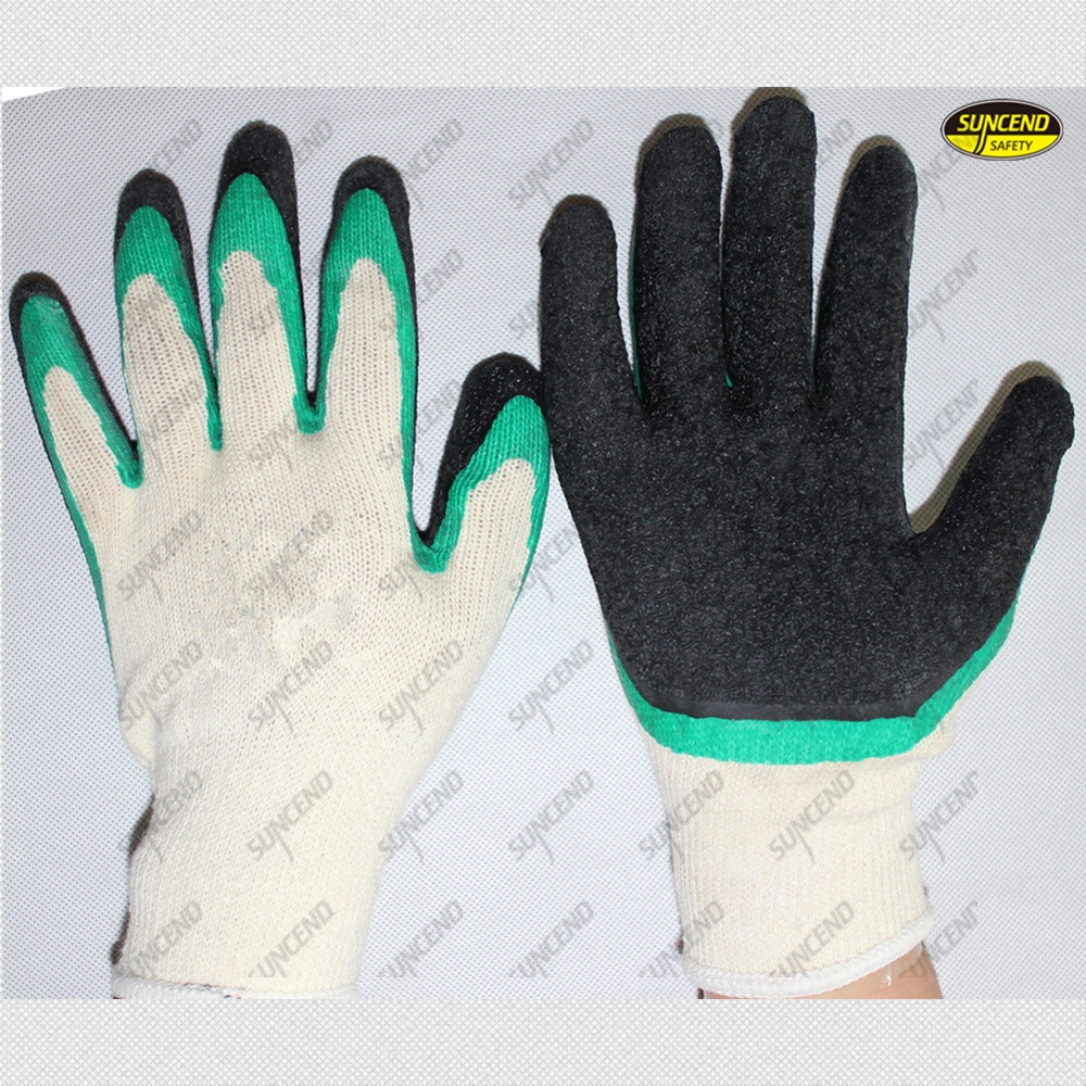 Factory price latex double dipped crinkle mechanical work gloves