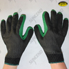 Green laminated rubber palm work gloves