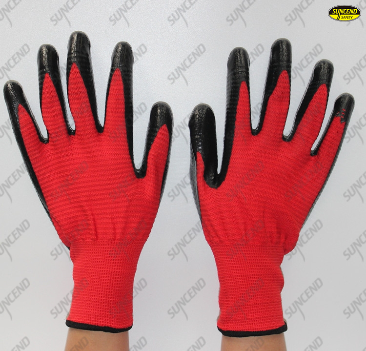 13gauge nylon zebra nitrile coated gloves