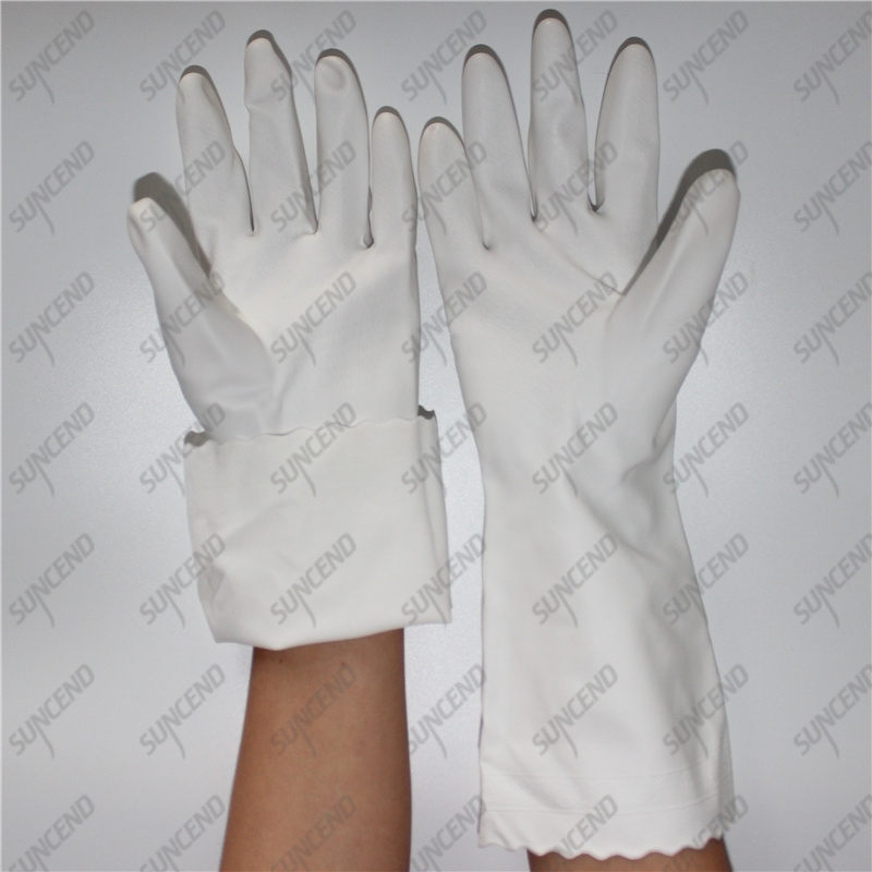 White special texture PVC coating household kitchen gloves with spray lining