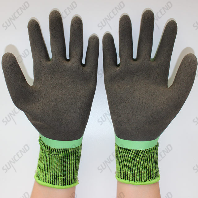 Nitrile Double Dipped Polyester/nylon Liner Sandy Finish Safety Gloves 