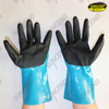 Blue nitrile fully dipped black sandy palm work gloves 