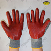 Red rubber palm and joint coated work gloves