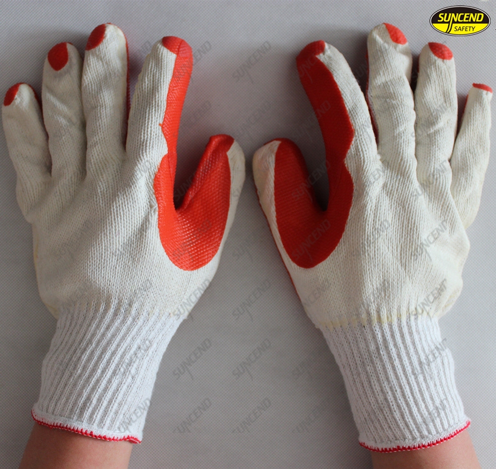 Natural rubber palm coated polycotton liner labor protection gloves