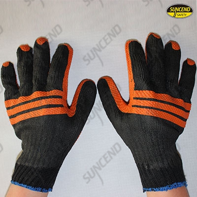 Orange bands back rubber palm coated gloves