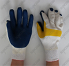 Two pieces yellow blue laminated rubber work gloves