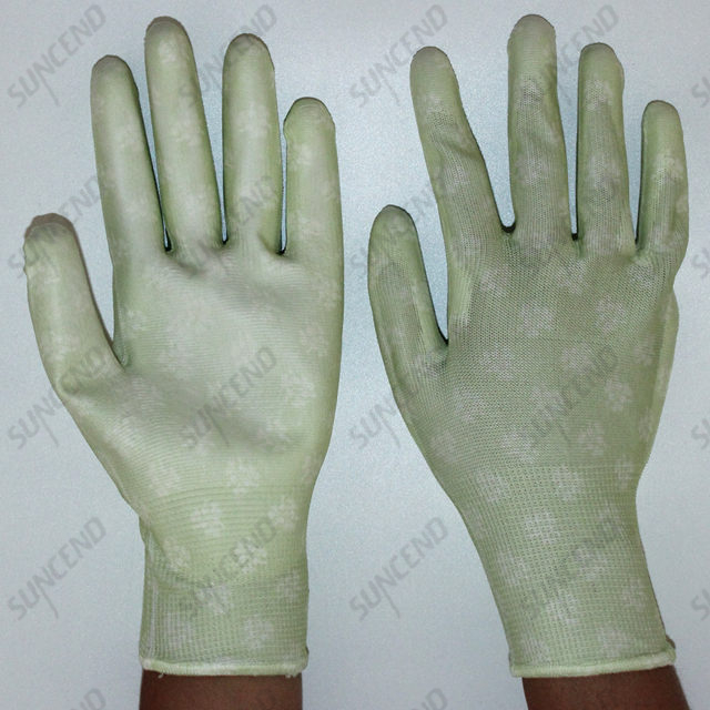 Inspection Work Use PU Dipped Colorful Nylon/opolyester Liner Work Gloves