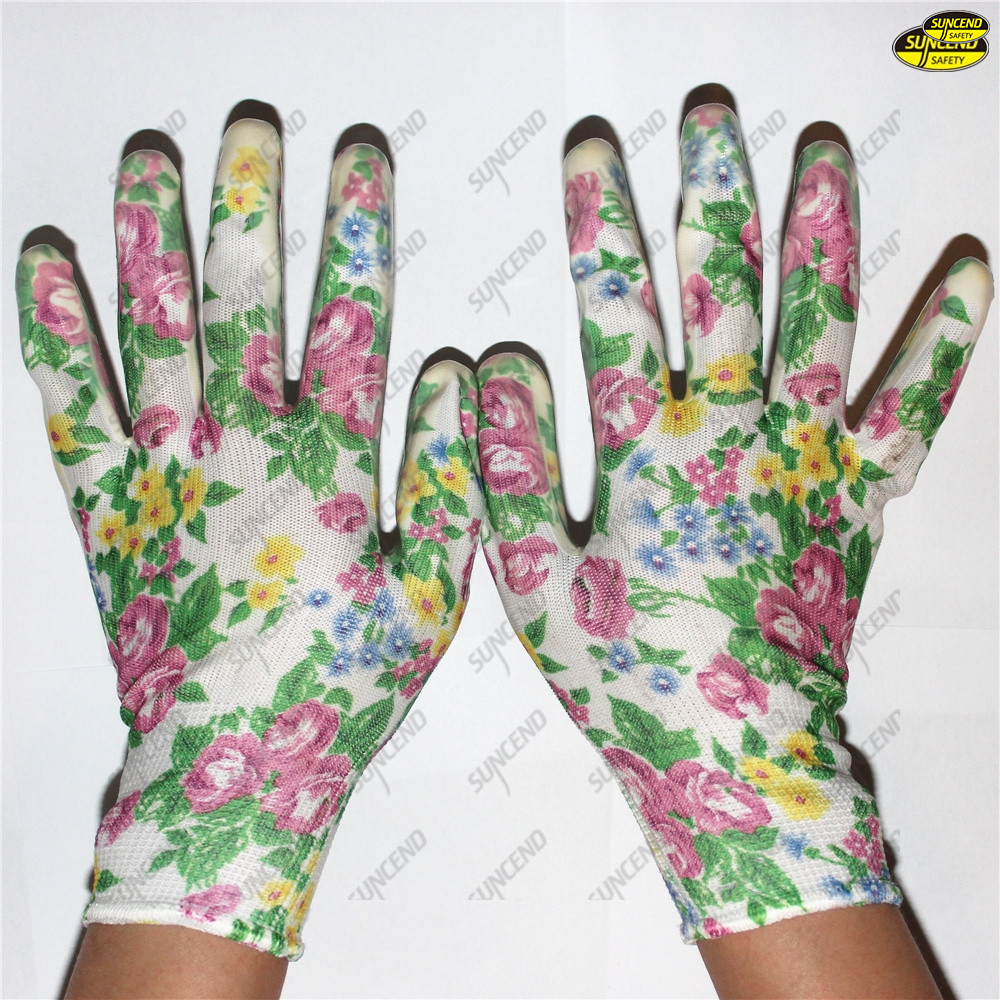 Wholesale smooth nitrile coated colorful liner gloves